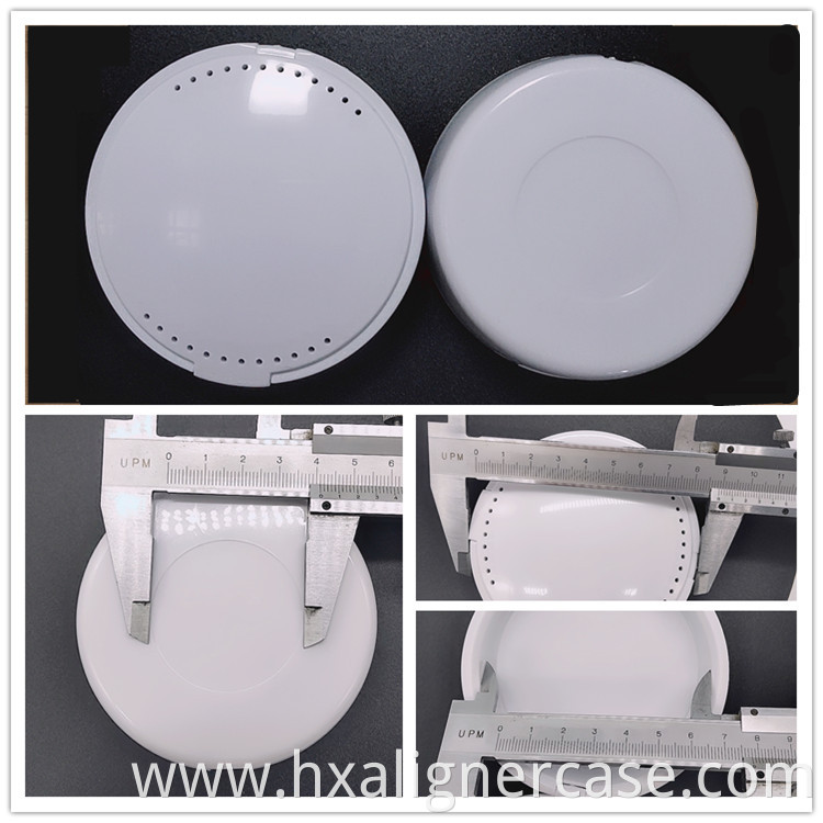 Square /Round Shape Wholesale Plastic White Ventilation Holes Orthodontic Dental Retainer Box Case With Mirror